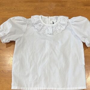 Elegant White Kids Blouse with Lace Detail Sz 24 months